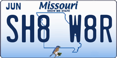 MO license plate SH8W8R