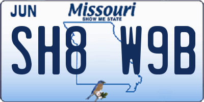 MO license plate SH8W9B
