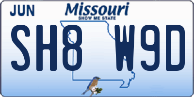 MO license plate SH8W9D