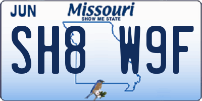 MO license plate SH8W9F
