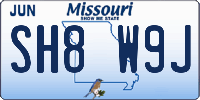 MO license plate SH8W9J
