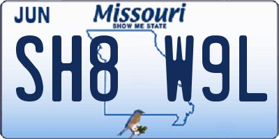 MO license plate SH8W9L