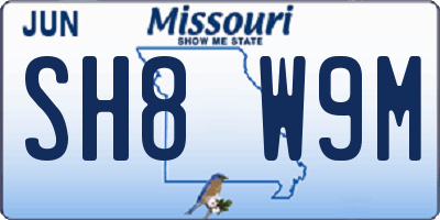 MO license plate SH8W9M