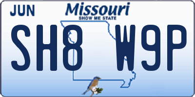 MO license plate SH8W9P