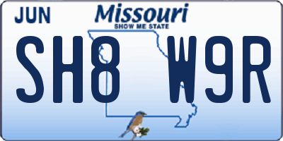 MO license plate SH8W9R