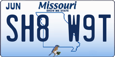 MO license plate SH8W9T