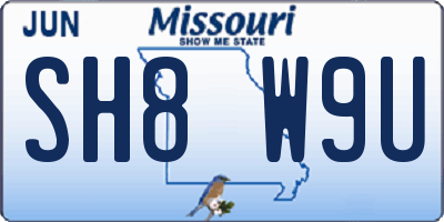 MO license plate SH8W9U
