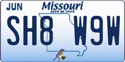 MO license plate SH8W9W