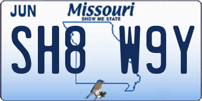MO license plate SH8W9Y