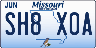 MO license plate SH8X0A