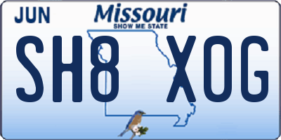 MO license plate SH8X0G