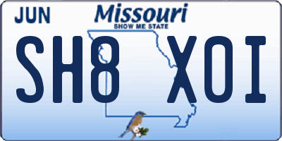 MO license plate SH8X0I