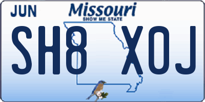 MO license plate SH8X0J