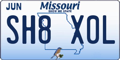 MO license plate SH8X0L