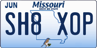 MO license plate SH8X0P