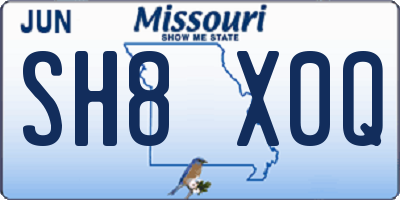 MO license plate SH8X0Q