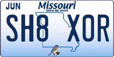 MO license plate SH8X0R