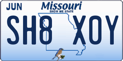 MO license plate SH8X0Y