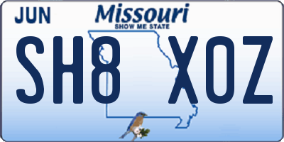 MO license plate SH8X0Z