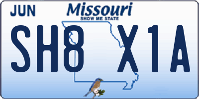 MO license plate SH8X1A
