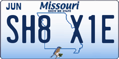 MO license plate SH8X1E