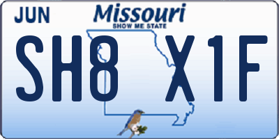 MO license plate SH8X1F