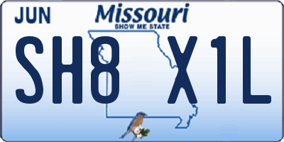 MO license plate SH8X1L