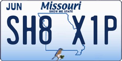 MO license plate SH8X1P