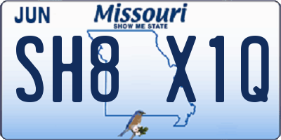 MO license plate SH8X1Q