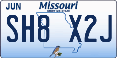 MO license plate SH8X2J