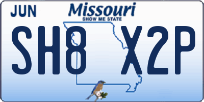 MO license plate SH8X2P