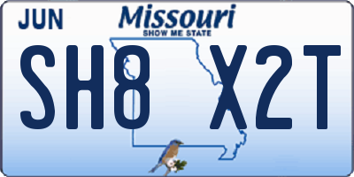 MO license plate SH8X2T