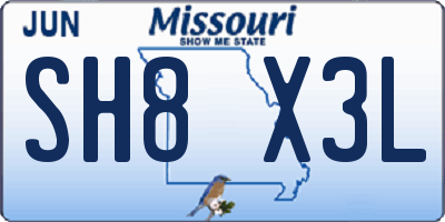 MO license plate SH8X3L