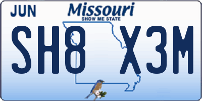 MO license plate SH8X3M