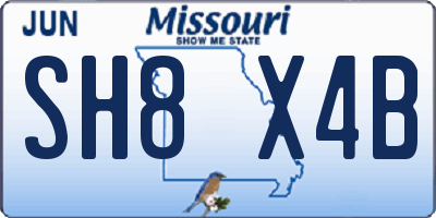 MO license plate SH8X4B