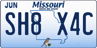 MO license plate SH8X4C
