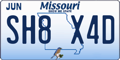 MO license plate SH8X4D