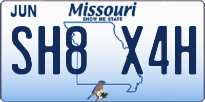 MO license plate SH8X4H