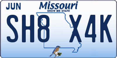 MO license plate SH8X4K