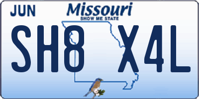 MO license plate SH8X4L