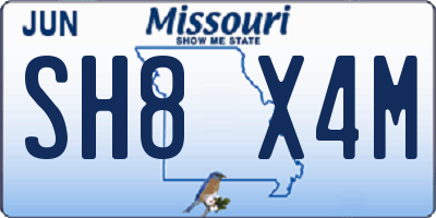 MO license plate SH8X4M