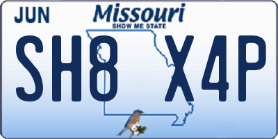 MO license plate SH8X4P