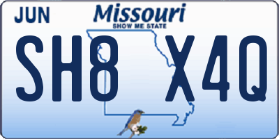 MO license plate SH8X4Q