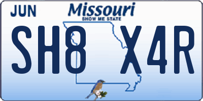MO license plate SH8X4R