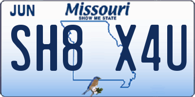 MO license plate SH8X4U