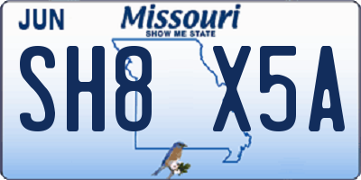 MO license plate SH8X5A