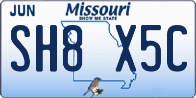 MO license plate SH8X5C