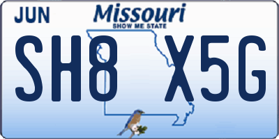 MO license plate SH8X5G