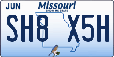 MO license plate SH8X5H