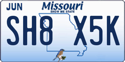 MO license plate SH8X5K